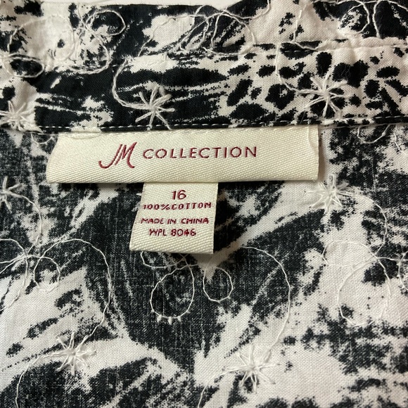 JM Collection Blouse, Black & White - Picture 7 of 8
